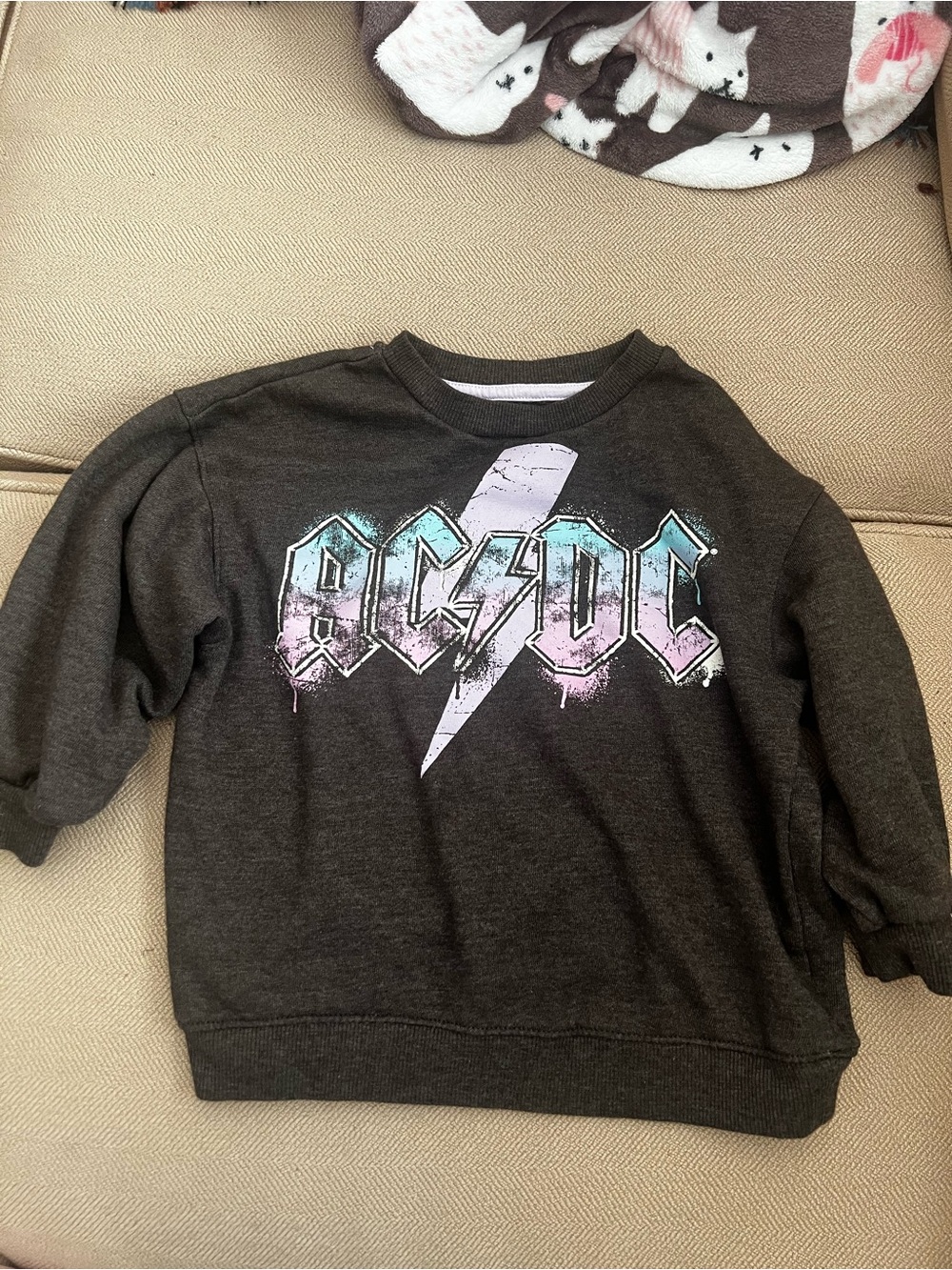 AC/DC Kids Charcoal Sweatshirt with Pastel Logo